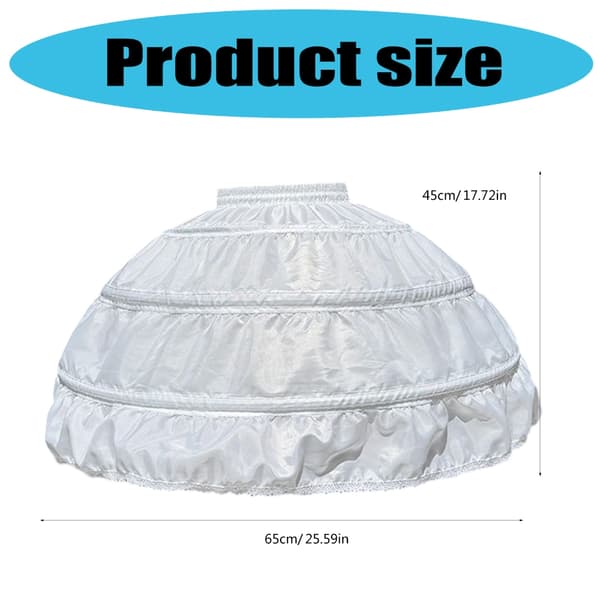 Utsvingt underskjørt med elastisk midje Prinsessekjoleforsterker 65 cm diameter