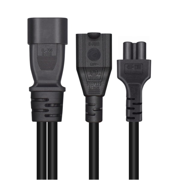 IEC320 C14 till IEC320 C5+Nema 5-15R AC-strömadapterkabel, 3 anslutningar hane till hona power Kabelkabel