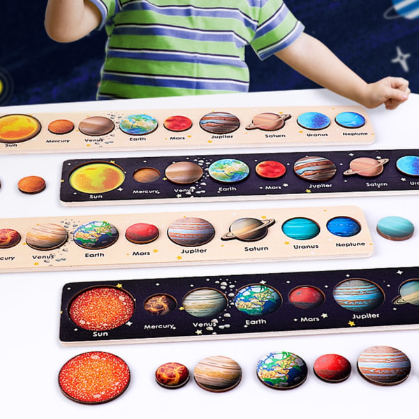 Montessori Toy Solar System Puzzle Varhaiskasvatuslelu Planet Lelu toddler null - B