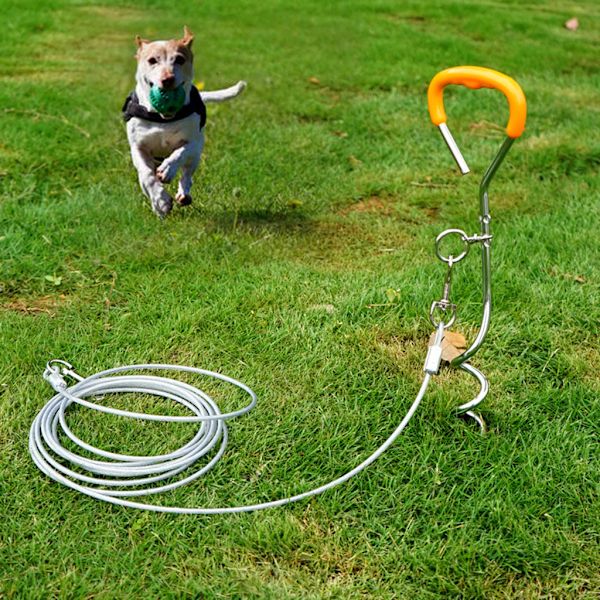 Hundejordspæl med bindekabel Udendørs have hundetræningsline kæde pig Classic style