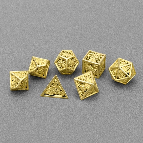 7 stk. Multifunksjonell-Polyhedron Terninger Hule Metall Terninger Sett Bordspill-Terninger