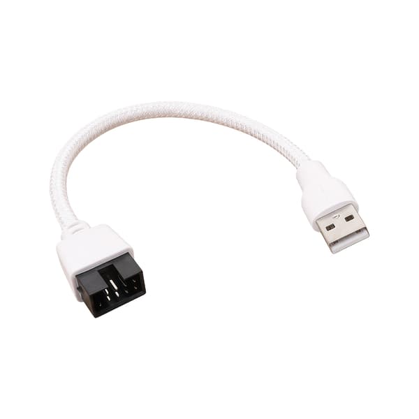 USB A Header-kabel, 20 cm 9-bens hvidt ærmetråd til stationær computer