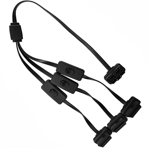 Slim Flat Ribbon OBDII OBD2 16-stifts splitterförlängning 1x hane och 2x hona hållbarhetsförlängningskabel 23.62in