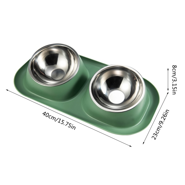Dubbel hundskål i rostfritt stål 15° lutande skålar Set med halkfri  ställning Blue bda4 | Blue | 0.39 | Fyndiq