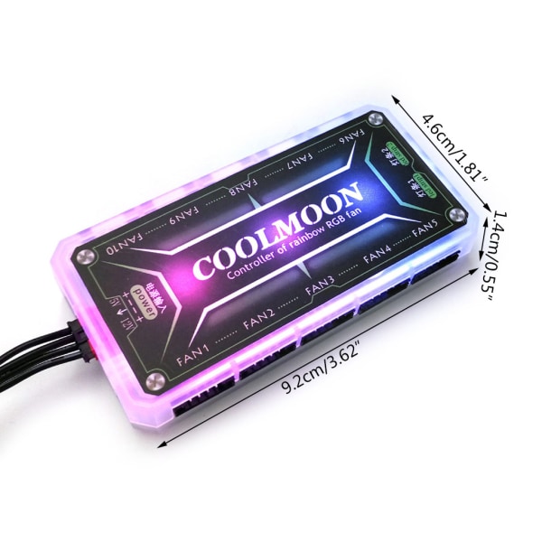 COOLMOON RGB Color Change Controller 10X6Pin Fläkt 2X4Pin Light Bar 12V 5A LED Color Intelligent Controller