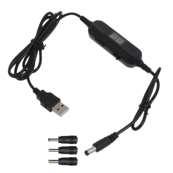 USB 5V till DC 1,5V-12V USB Spänning Step Up Converter Kabel Volt Transformator Power Regulator Line med LED-skärm för leksak