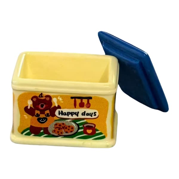 Resin Miniature Cookie Tin Dukkehuse til Mini Køkkenbord og Hyldedisplay