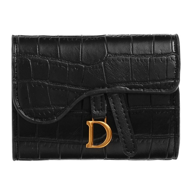 Kontanthållare Kvinna Flicka Kort typ Myntväska Clutch Alligator Texture Wallet Black