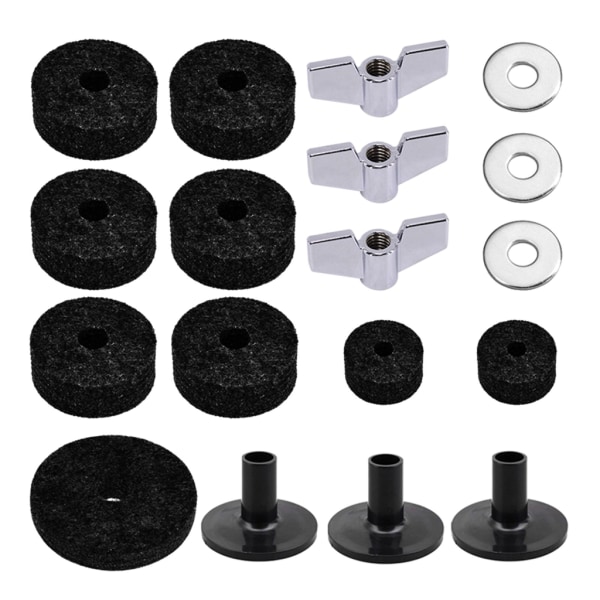 18Pcs Cymbal Felts Cymbal Stand Felt Hi Hat Cup Felt Cymbal Stand Sleeves Black