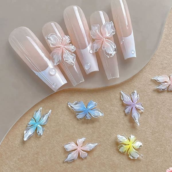 Transparent silikon nagelkonstform för lagerblomdesigner