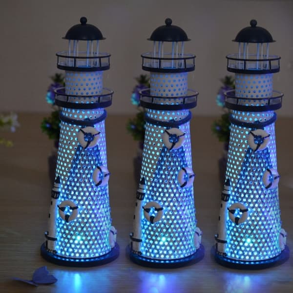 2-pack Järnfyrar Miniatyrer Bordsdekoration för Alla Rum