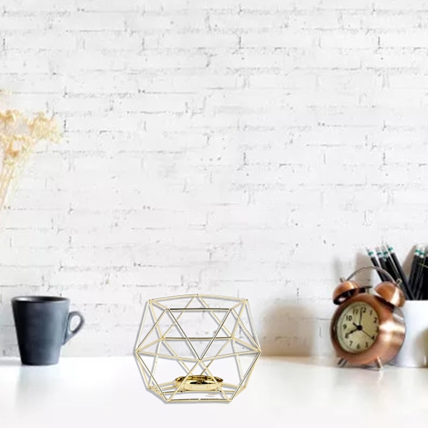 Tealight- och pelarljushållare i metall, geometrisk, modern dekoration för bord