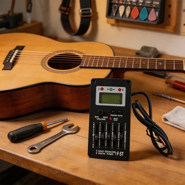 5-bånds guitar-equalizer med digital tuner til akustisk guitar