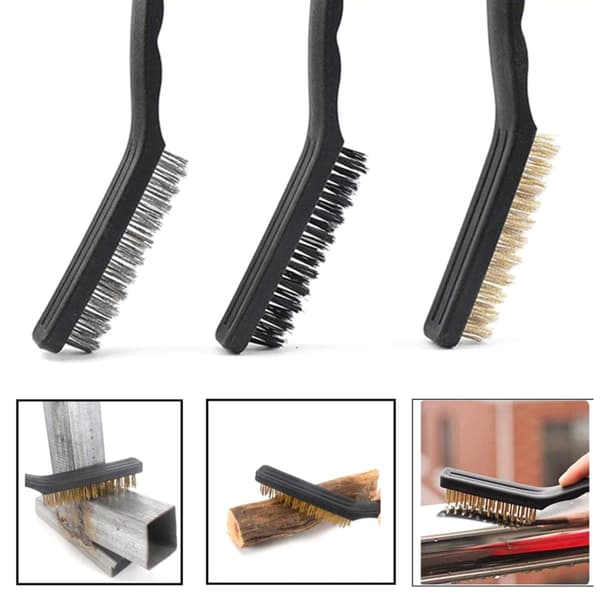 9 stk. stålbørstesett for rengjøring og rustfjerning stål/nylon/messingbørster