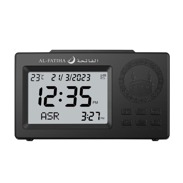 Bærbart Azan Mosque Digital Clock Bordur Justerbar med LCD-skærm