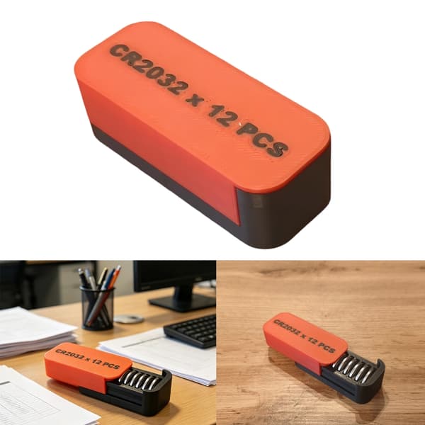 CR2032 12-slots batterikasse til opbevaring og sortering af reservebatterier