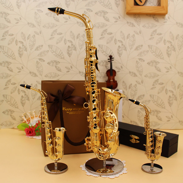 Miniatyr Saxofon Modell Miniatyr Sax Modell Musikaliska Dekorativa Prydnader 19cm