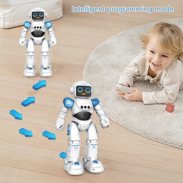 Interaktiv programmerbar robot med geststyrning och musikdans för barn