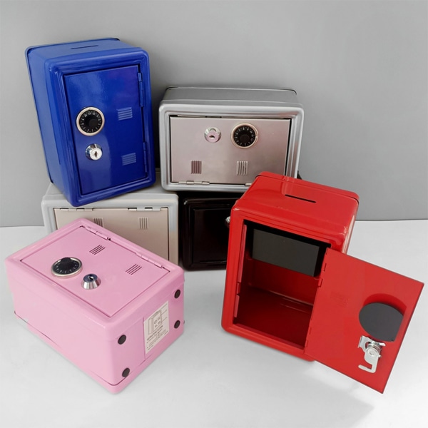 för Creative Mini Metal Mynt Bank Skåp med nycklar Barn Pengar Spara Burk Barn Säkerhet Säkerhet Säkerhetsbox för Case Orn White