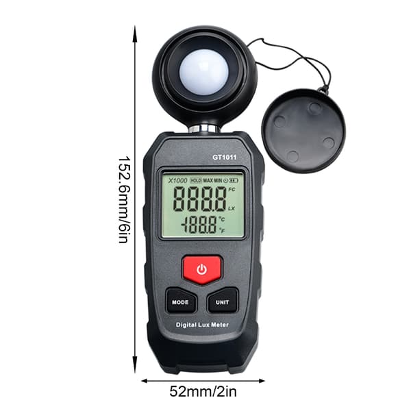 Illuminometer til lysmåling med LCD-display og temperaturaflæsning