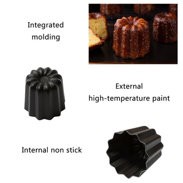 6 stk. Nonstick Bageforme til Cannele Kage Aluminium Legering Dessert Bageudstyr