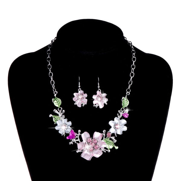 Kvinnor Halsband Smycken Blomma hänge örhänge för Rhinestone Alloy Fashion Exqui