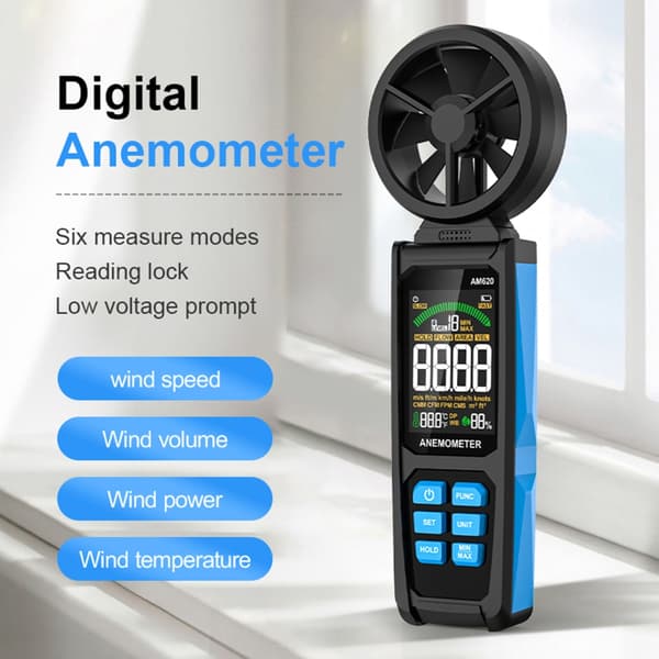 Digitalt Anemometer Vindhastighedssensor Måler Temperatur Tester Værktøj