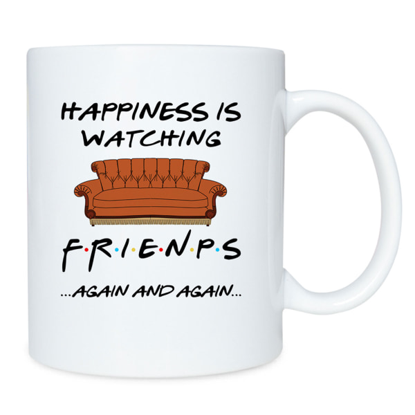 Lycka är att titta på TV-program Vänner mugg 11 oz keramisk kaffemugg Tekopp Julklappar till bästa vänner Rolig vänskapspresent null - 1