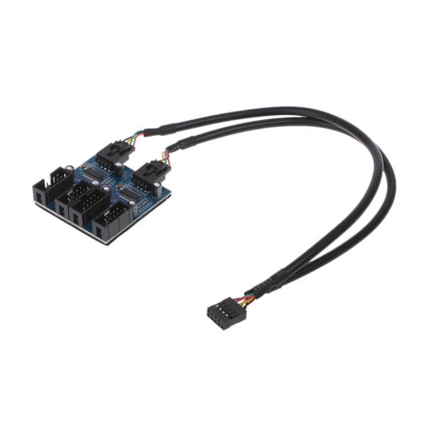 PC-chassis internt 9-pins USB 2.0 hann 1 til 4 kvinnelig splitter PCB brikkesett forlenger 30 cm kabel