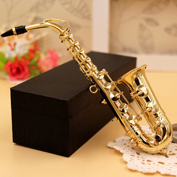 Mini Saxofon Model Miniatur Sax Model Musikalske Dekorative Ornamenter 19cm