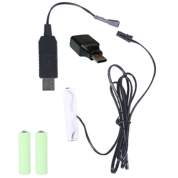 USB/Type C til AA batterieliminator Bytt ut 4AA 6V batterier for LED-lys Leker Radio Gameboy-fjernkontroller og mer