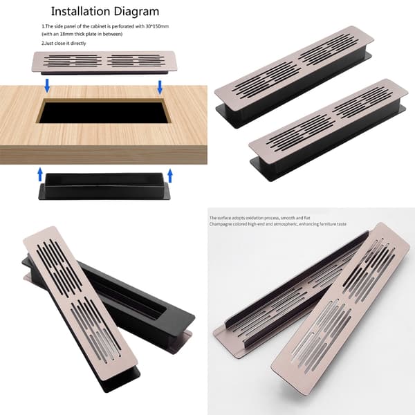 2 st Dubbla Lager Ventilationsnät Panel Aluminiumlegering Luftventilgaller