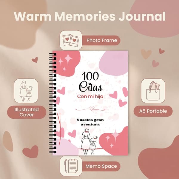 Twin Coil Binding Memory Journal Notesbog til mor-datter-forhold
