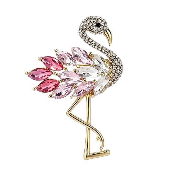 Flamingo-nål med simulerte diamanter festtilbehør
