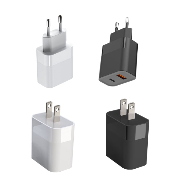 USB C Charger Block 30W Dual Port Snabbladdare, USB Typ C PD och för QC 3.0 väggladdare Plug Mini Adapter för telefon White - US