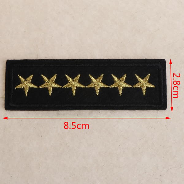 2 stk. Stjerne Militær Rang Varme Tryk Applikation Chenille Broderi Mærke