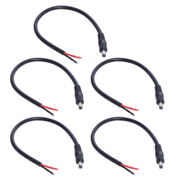 5Pc DC5521 Power Pigtail-kabel han/hun-stik 5,5x2,1 mm adapter bar ledning til skrivebordslamper, router, LED-lysstrimmel