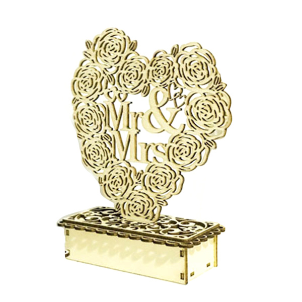 Tee-se-itse hääpuinen koristelu Led-valo Love Heart Rose Romanttinen yölamppu hääpöytätapahtumaan Juhlasisustus Ystävänpäivätarvikkeet