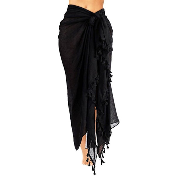 Womens Sarongs Wrap Skirt med Dusker Tie Side Beach Cover-Ups Beachwear Black