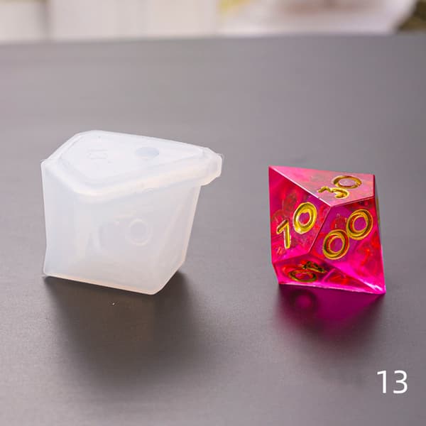 Resin Støbning Polyeder Spil Terningeforme Nummerforme til DIY Brætspil