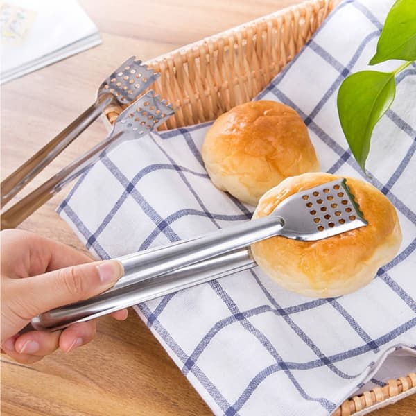 Madlavnings Tang i Rustfrit Stål til Grill og Buffetservering Praktisk Brødklips