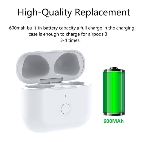 600mAh Batterilader for Trådløs Øretelefon Ladeboks for  3