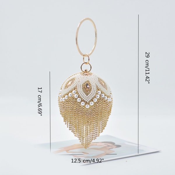 Snygg akryl handväska kvällsväska med iögonfallande dekorationer för kvinnor Gold