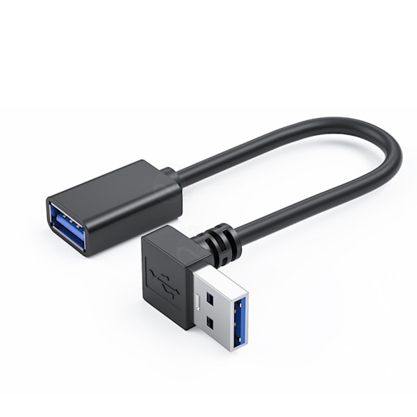 USB 3.0 -jatkojohtokaapeli 90 asteen taivutuksella tietokonetta varten, USB asema, kortinlukija, hiiri, näppäimistö