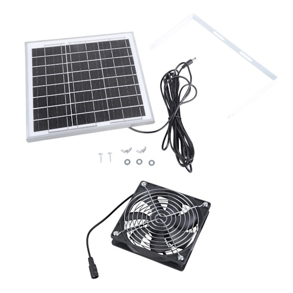 36dB Støjsvag Solar Ventilator 12V 8W Panel Til I Drivhuse Hønsehuse