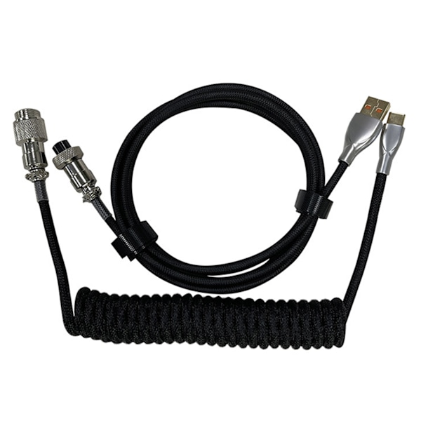 USB kaapeli 1,5 M Type C USB liitäntä Kierretty USB C -kaapeli pelinäppäimistöön Mekaaninen USB -kaapeli Aviator-liitin