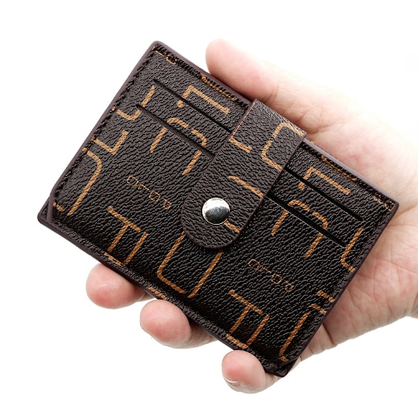 Herrplånbok Bank Kredit-ID-korthållare PU Läder Multi-Slot Fashion Card case- 6