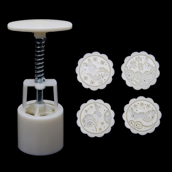 4 kaninstempler Månekageform DIY Rund Mooncake Form Bageindretningsværktøj 50g