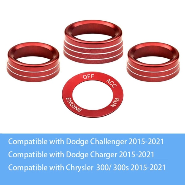 for-Challenger 15-21 Motor Start Stoppknapp Cover Bil Center Console Knop Ring Silver