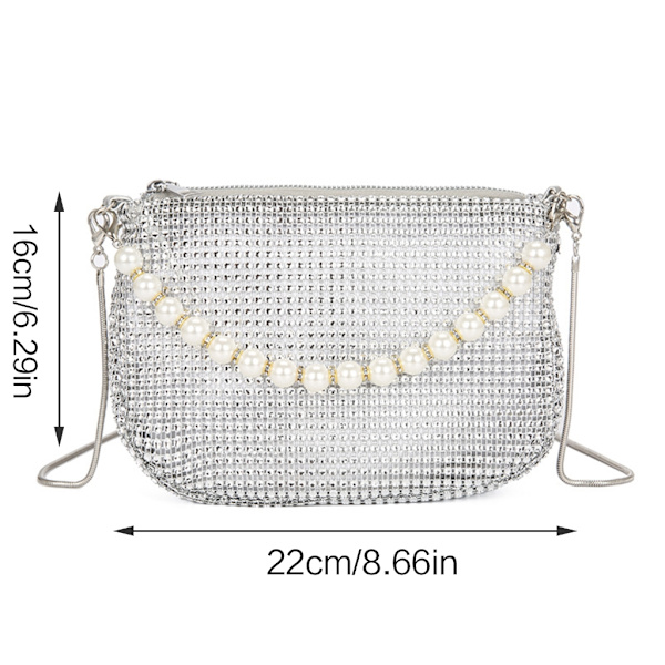 Crossbody Taske Aftentaske Fest Banket Taske Rhinestone Pearl Håndtaske Gold